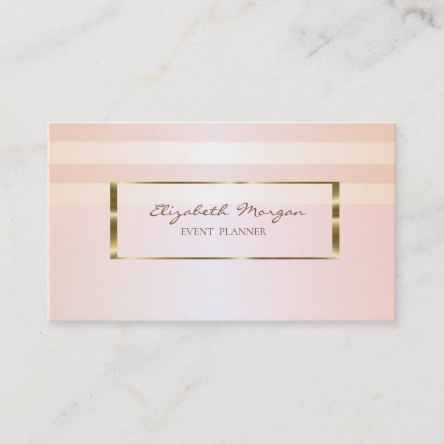 Modern Stylish Striped,Gold Frame Business Card (Front)