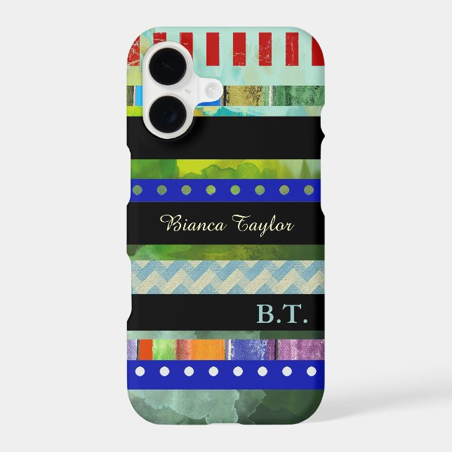 Modern & Stylish Stripes & Custom Name Case-Mate iPhone Case (Back)