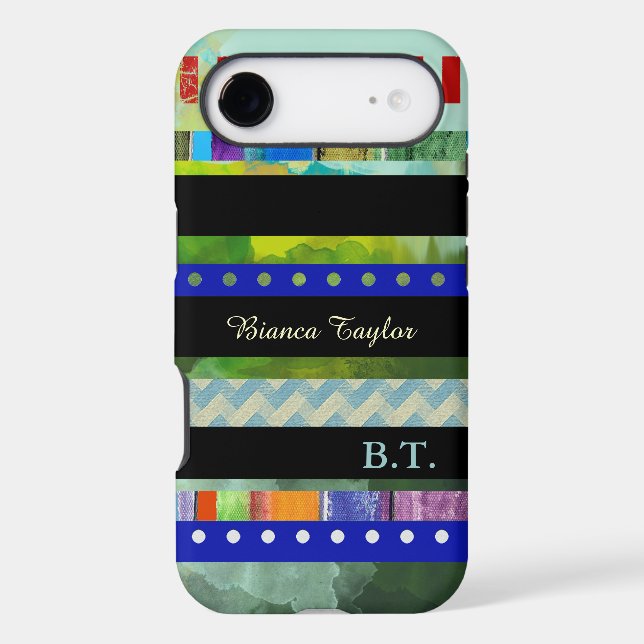 modern & stylish stripes & custom-name Case-Mate iPhone case (Back)