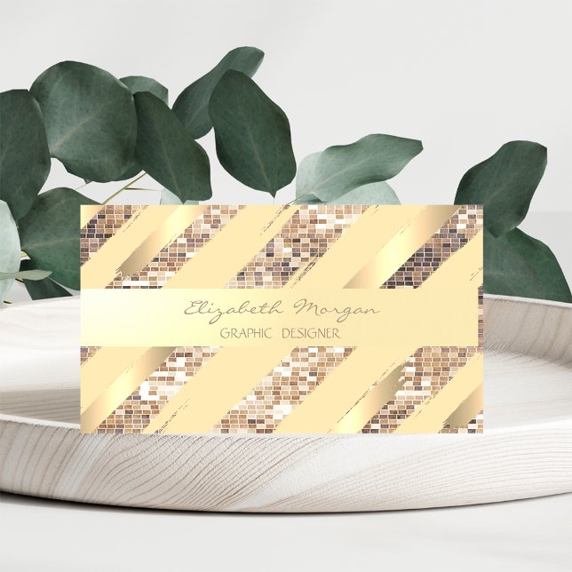 Modern Stylish ,Stripes,Faux Gold,Sequin Business Card (Creator Uploaded)
