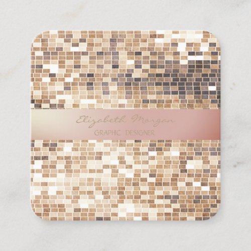 Modern Stylish StripesSequin Square Business Card