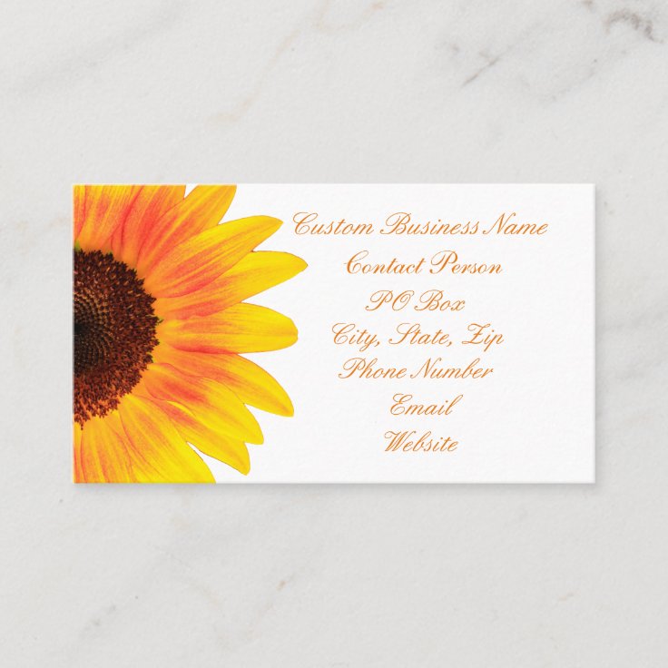 Modern Stylish Sunflower Business Card Zazzle