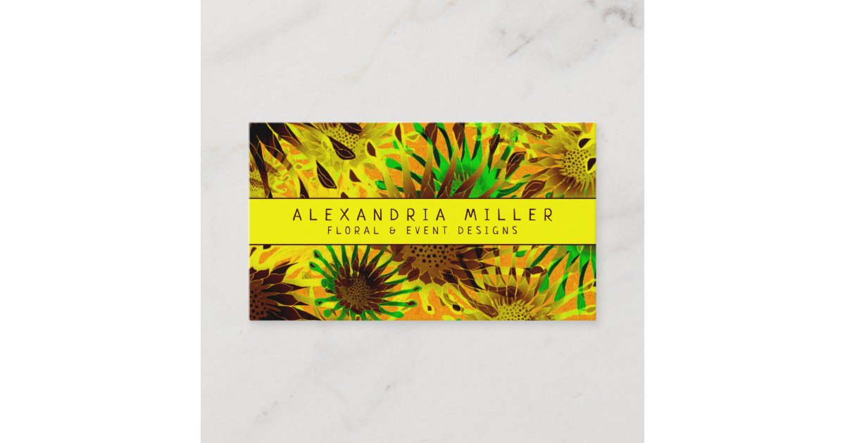 Modern Stylish Sunflowers | Yellow Business Card | Zazzle
