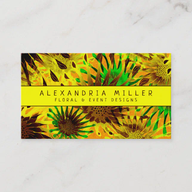 Modern Stylish Sunflowers | Yellow Business Card | Zazzle