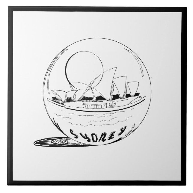 Modern Stylish Sydney Sity Black White Ceramic Tile (Front)