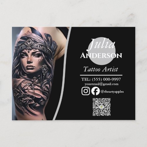 Modern stylish tattoo Artist aftercare Postcard