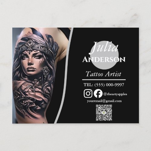 Modern stylish tattoo Artist aftercare Postcard