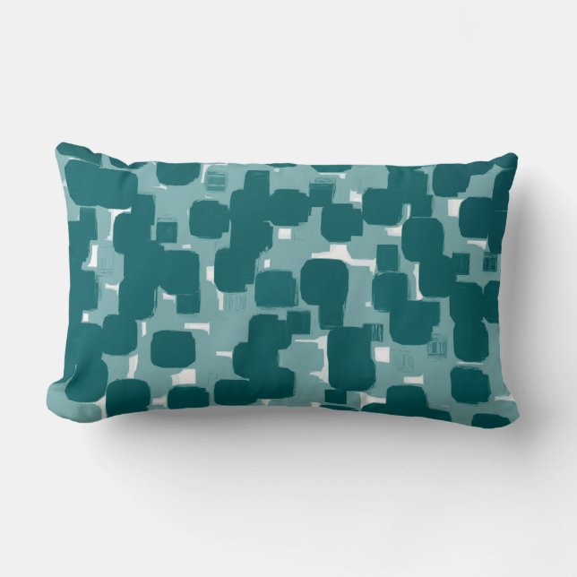 Modern Stylish Teal Abstract Pattern Lumbar Pillow (Front)