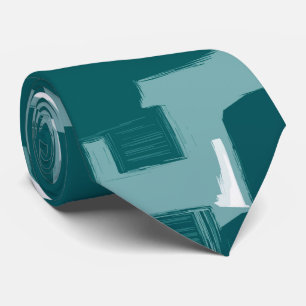 Modern Stylish Teal Abstract Pattern Neck Tie