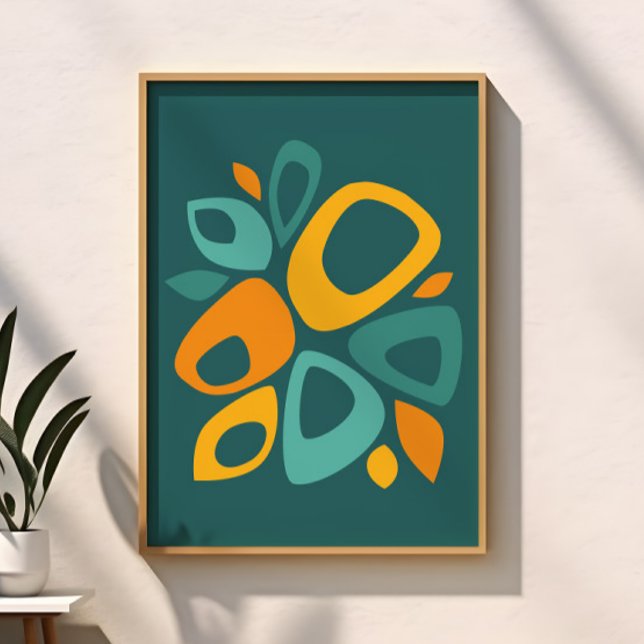 Modern Stylish Teal Marigold Mustard Abstract Poster (Creator Uploaded)