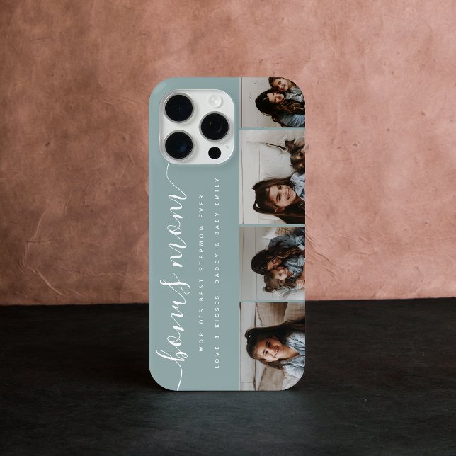 Modern Stylish Teal Photo Bonus Mom Mothers Day Case-Mate iPhone Case (Creator Uploaded)