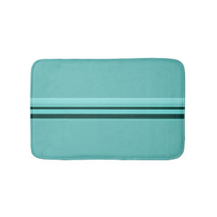 Modern Stylish Teal Striped Pattern Bathroom Mat