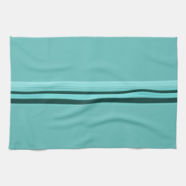 Modern Stylish Teal Striped Pattern Towel (Horizontal)
