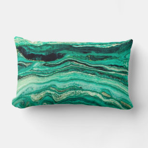 Modern Stylish Teal Turquoise Gold Faux Black Lumbar Pillow