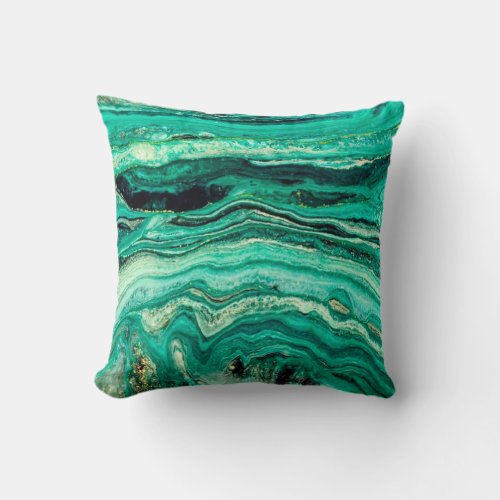 Modern Stylish Teal Turquoise Gold Faux Black Throw Pillow