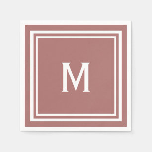 Modern Stylish Terracotta Monogram Napkins