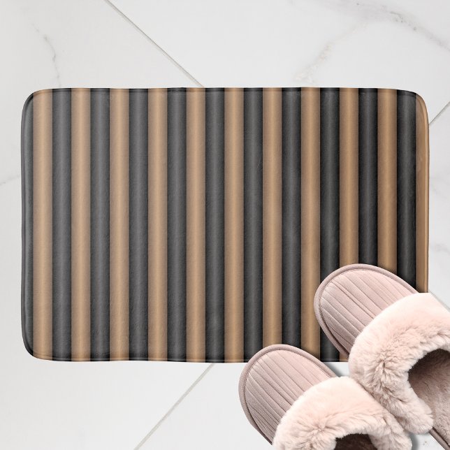 Modern Stylish Toasted Brown Stripes with Depth Bath Mat (Creator Uploaded)