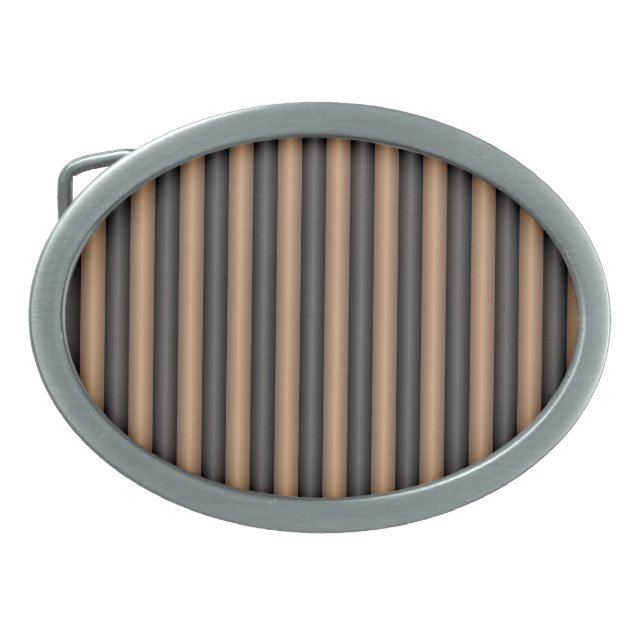 Modern Stylish Toasted Brown Stripes with Depth Belt Buckle (Front)