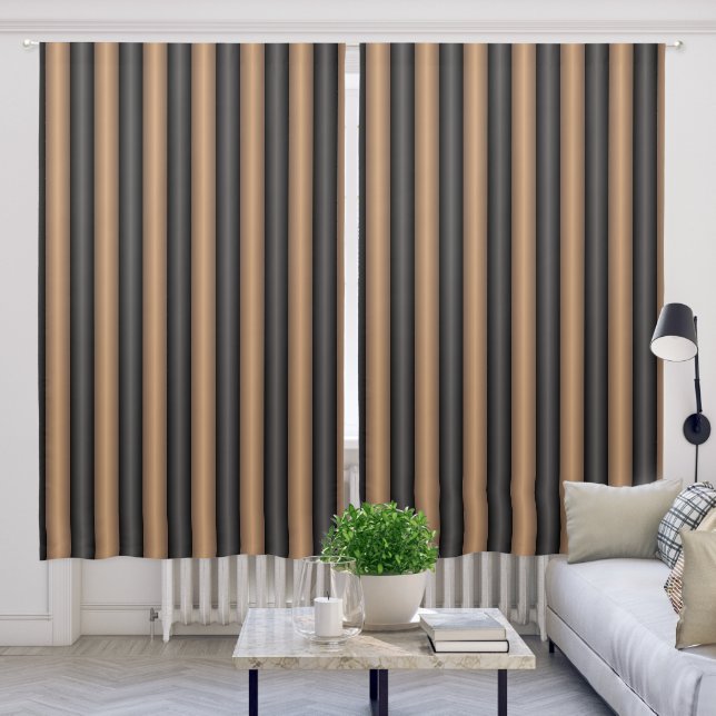 Modern Stylish Toasted Brown Stripes with Depth Blackout Curtains (Living Room)
