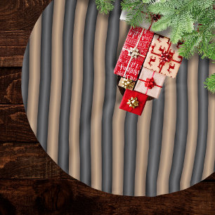 Modern Stylish Toasted Brown Stripes with Depth Brushed Polyester Tree Skirt