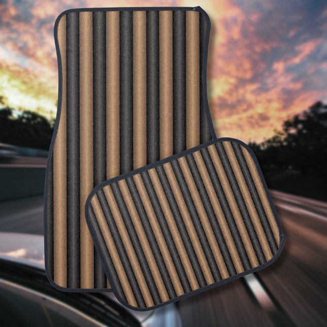 Modern Stylish Toasted Brown Stripes with Depth Car Floor Mat (Creator Uploaded)