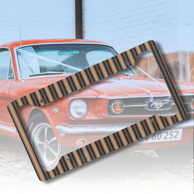 Modern Stylish Toasted Brown Stripes with Depth License Plate Frame (Creator Uploaded)