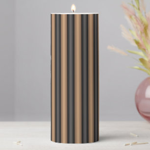 Modern Stylish Toasted Brown Stripes with Depth Pillar Candle
