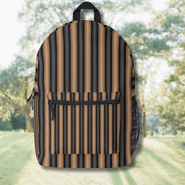 Modern Stylish Toasted Brown Stripes with Depth Printed Backpack (Creator Uploaded)
