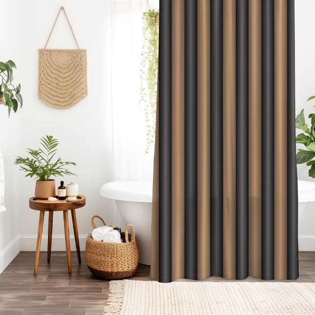 Modern Stylish Toasted Brown Stripes with Depth Shower Curtain (Creator Uploaded)