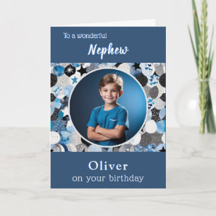 Modern Stylish Trendy 1 Photo Nephew Birthday Card