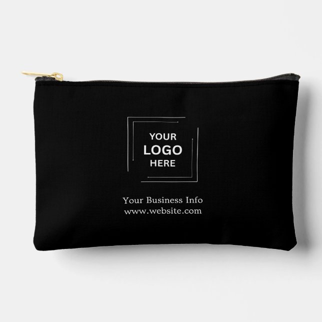 Modern Stylish Trendy Black Custom Business Logo Accessory Pouch (Front)