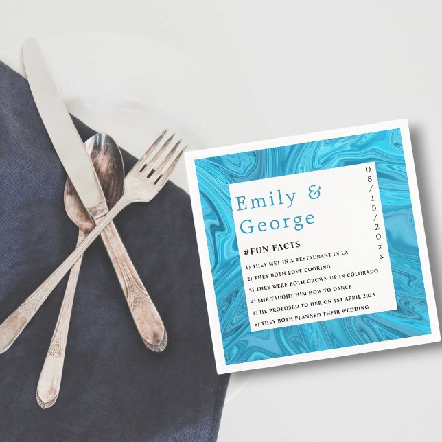 Modern Stylish Trendy Blue Waves Abstract Wedding Napkins (Creator Uploaded)