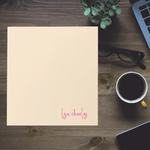 Modern Stylish Trendy Colorful Tan & Pink Girly Notepad