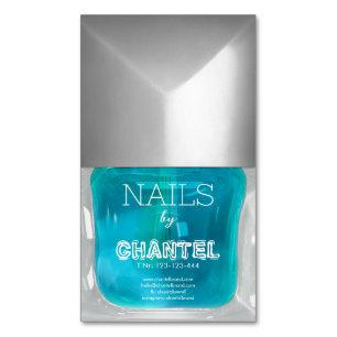 Modern stylish trendy neon blue nail polish chic business card magnet