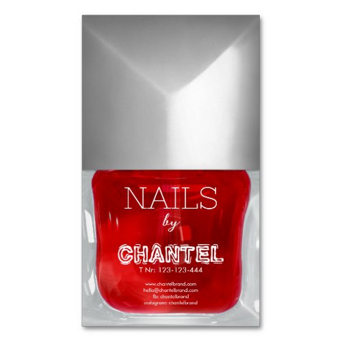 Modern stylish trendy neon red nail polish chic business card magnet