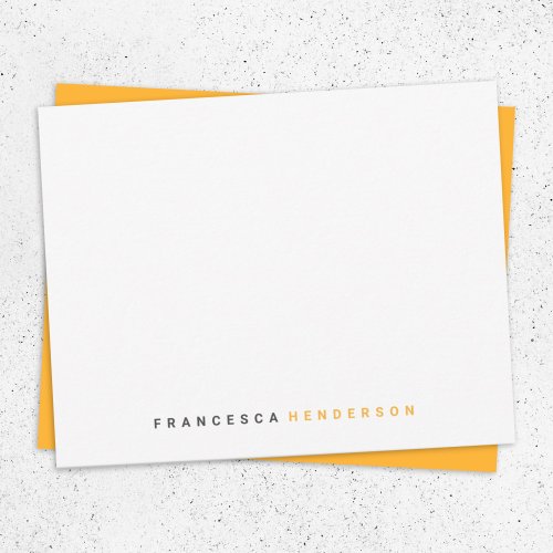 Modern Stylish Trendy Orange Modern Minimalist Note Card