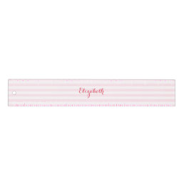 Modern Stylish Trendy Pink White Stripes Monogram Ruler