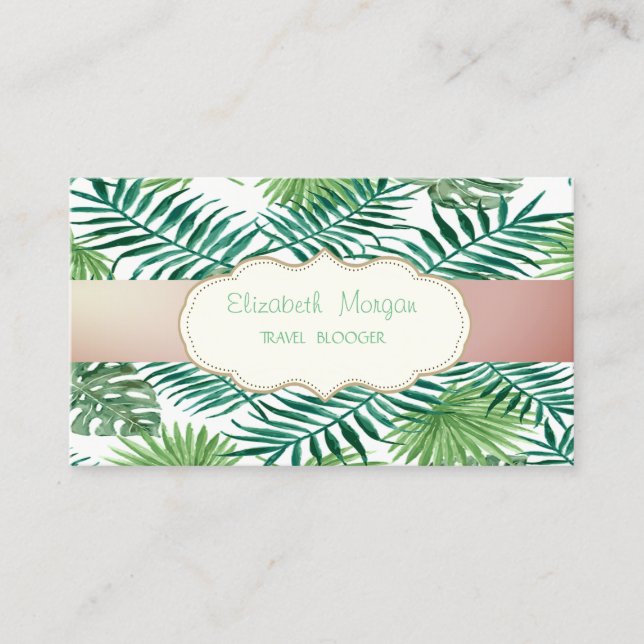 Modern Stylish ,Tropical Palm Leaves Business Card (Front)