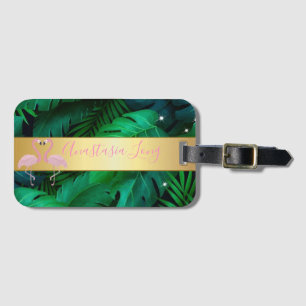 Modern Stylish,Tropical Palm Leaves,Pink Luggage Tag