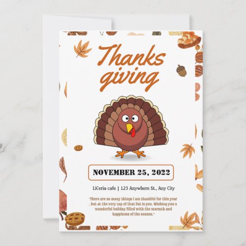 Modern Stylish Turkey Thanksgiving Invitation