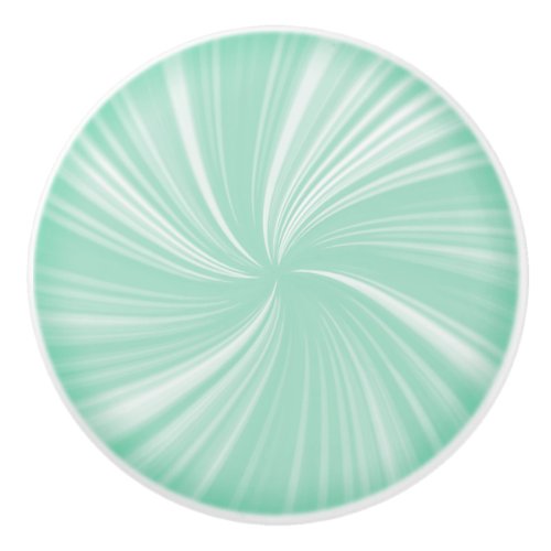 Modern Stylish Turquoise Radiant Twirl Pattern Ceramic Knob