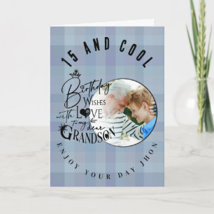 Modern Stylish Typography Grandson Birthday Photo  Card