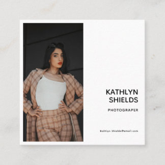 Modern Stylish Typography Minimalist Photo Square Business Card