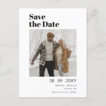 Modern Stylish Typography Photo Save the Date Announcement Postcard