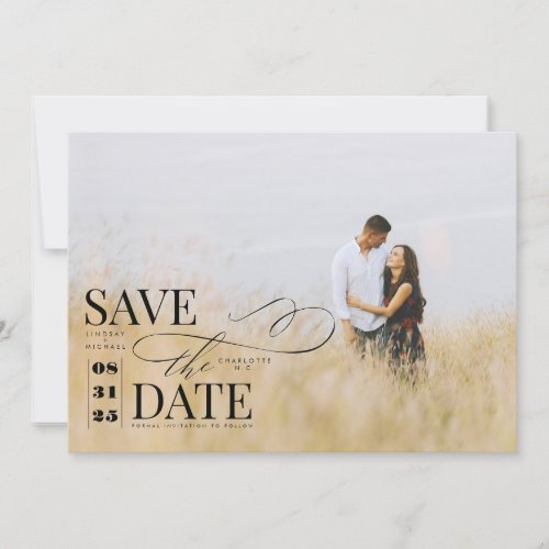 Modern Stylish Typography Save the Date Photo