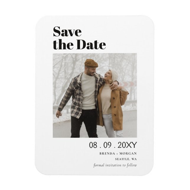 Modern Stylish Typography Save the Date Photo Magnet (Vertical)