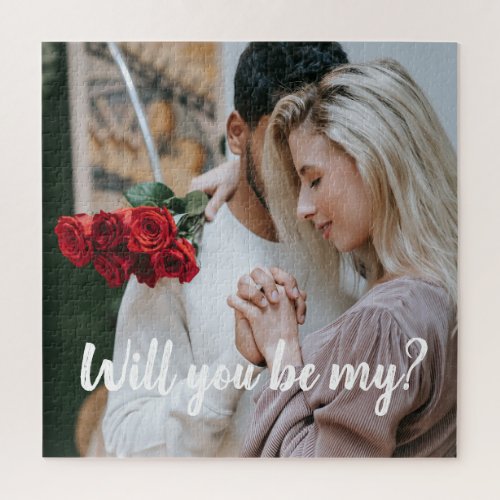 Modern stylish typography will you be my couple jigsaw puzzle