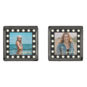 Modern Stylish Unique Black Square Photo Frame Cufflinks