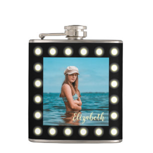 Modern Stylish Unique Black Square Photo Frame Flask