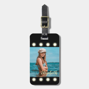 Modern Stylish Unique Black Square Photo Frame Luggage Tag